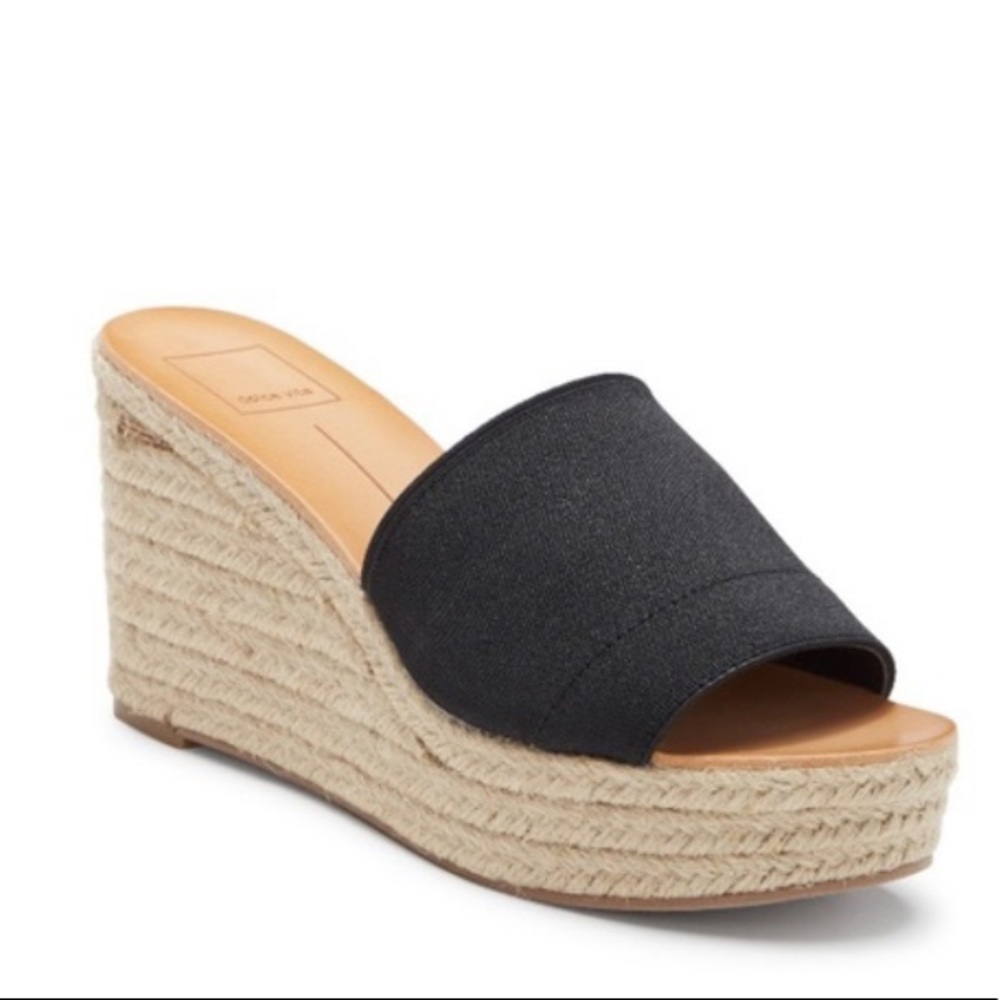 Dolce Vita Black Espadrille Wedge Slide